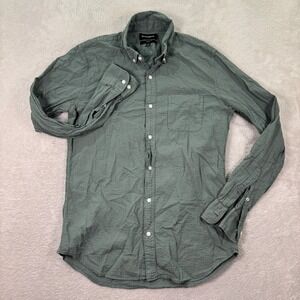 Bonobos Mens Medium Slim Button Down Shirt Long Sleeve Seersucker Cotton Green